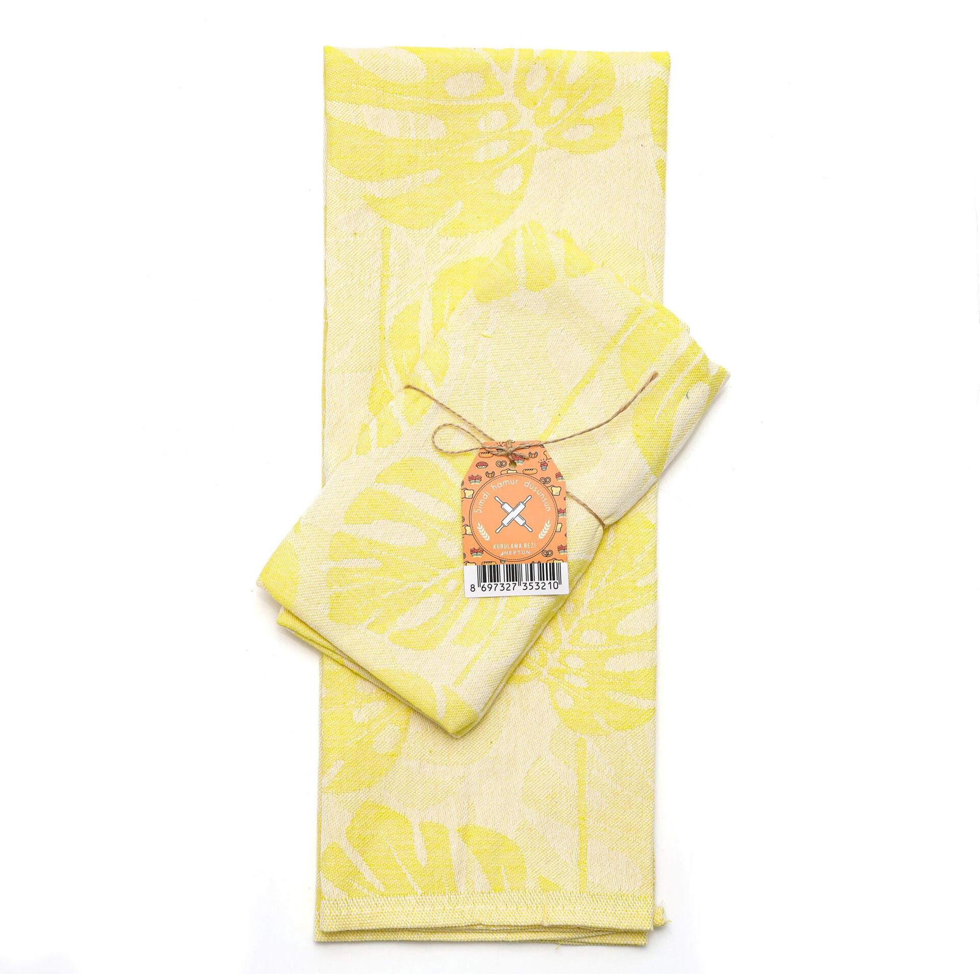 2'li Sarı Yaprak Jakarlı Kurulama Bezi Seti