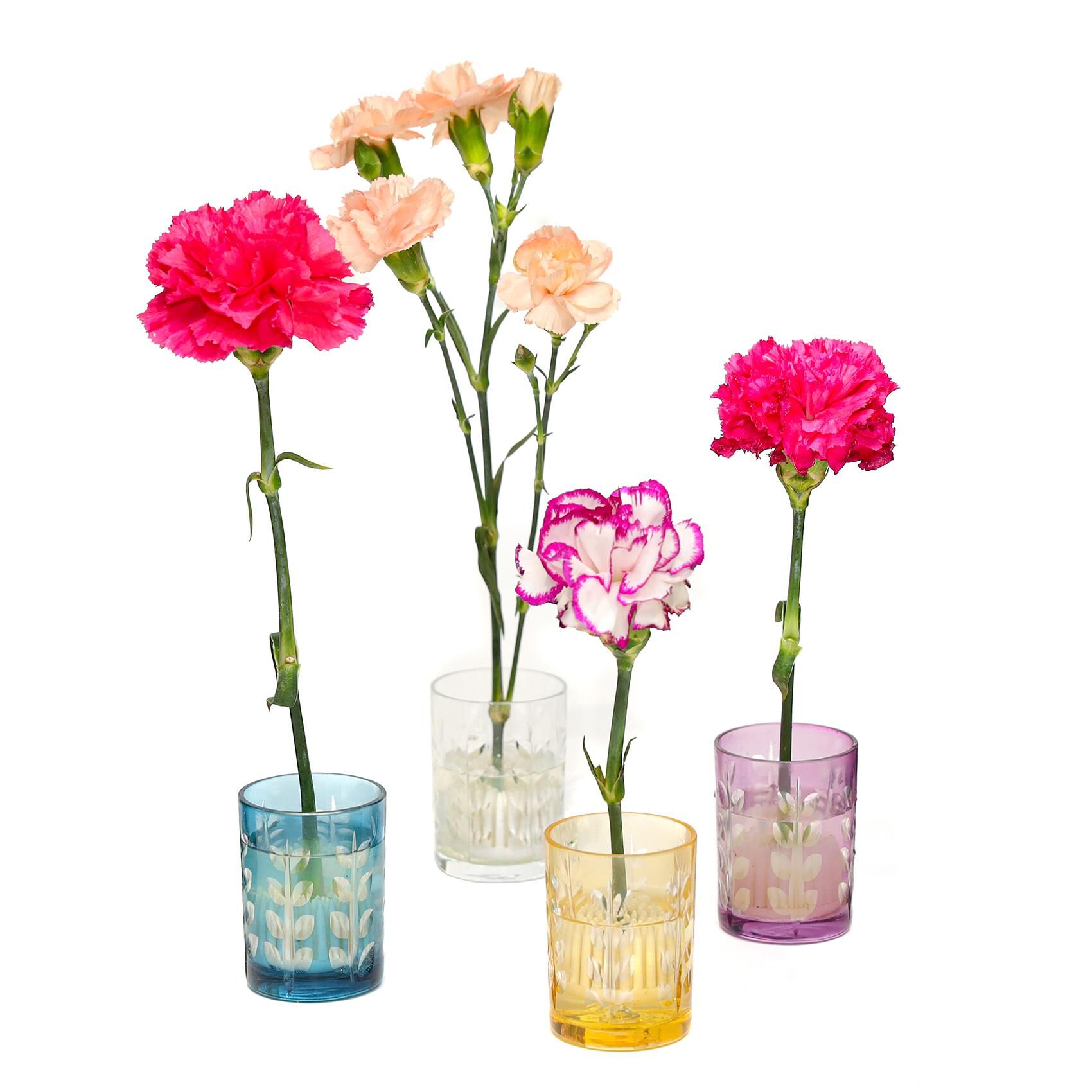 Flora Design- Minimal Mor Yaprak Kesme Cam Vazo