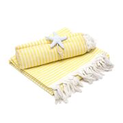 Sarı-Beyaz Çizgili Pamuk Peştemal(100x180 cm)