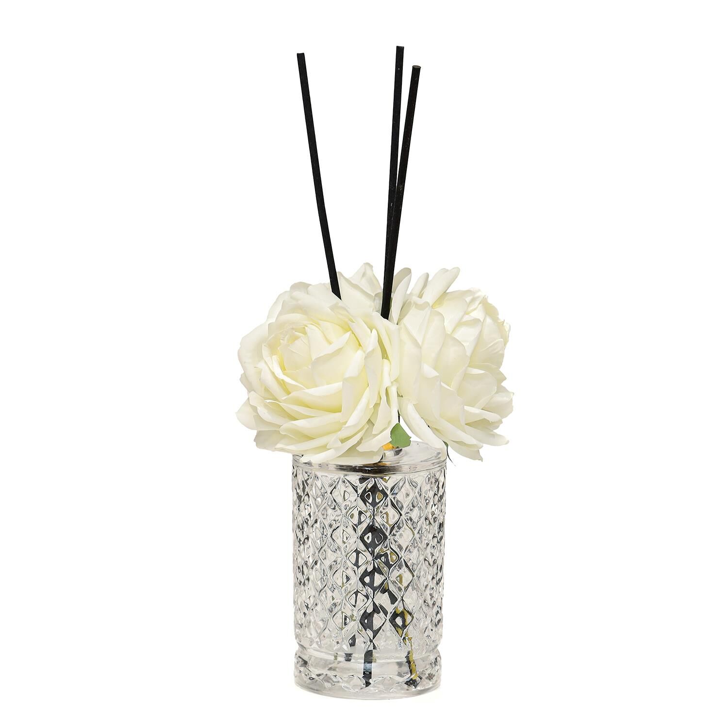 Kristal Gül Serisi-Şeffaf Silindir Cam/Black Vanilya Oda Kokusu