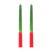 Yılbaşı Yeşil-Kırmızı Konik Şamdan Mum Seti