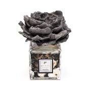 220 cc Gri Çiçekli Seramik Taşlı Black Vanilya Oda Kokusu