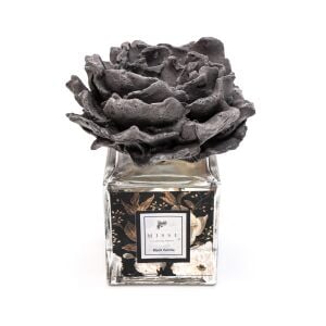 220 cc Gri Çiçekli Seramik Taşlı Black Vanilya Oda Kokusu