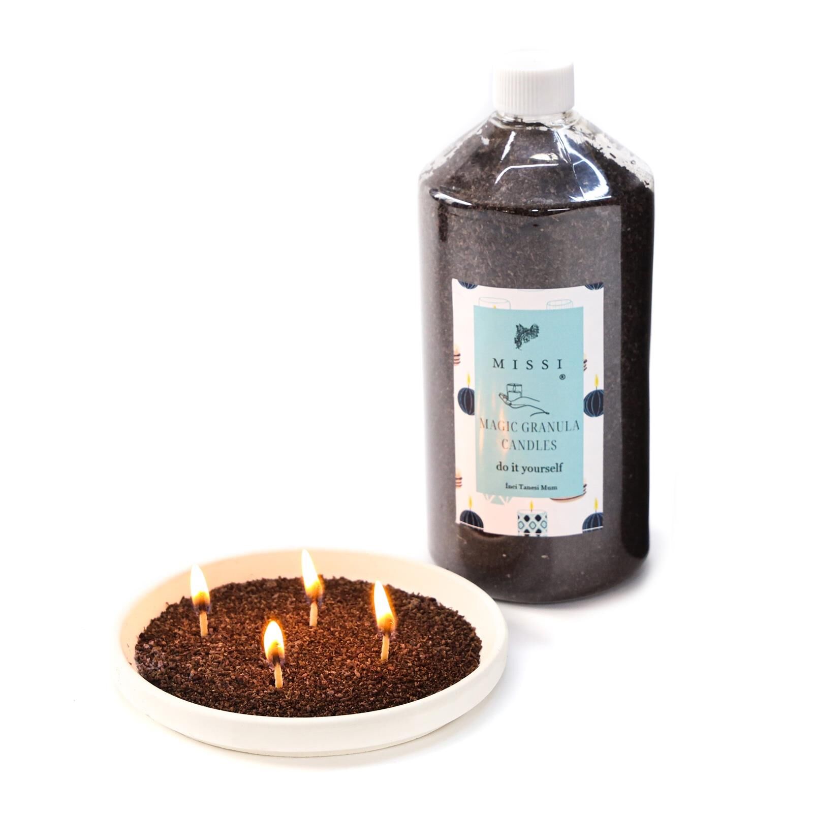 Yaratıcı İnci Tozu Siyah Renk Mum (30 adet fitil ile birlikte)-400 gr