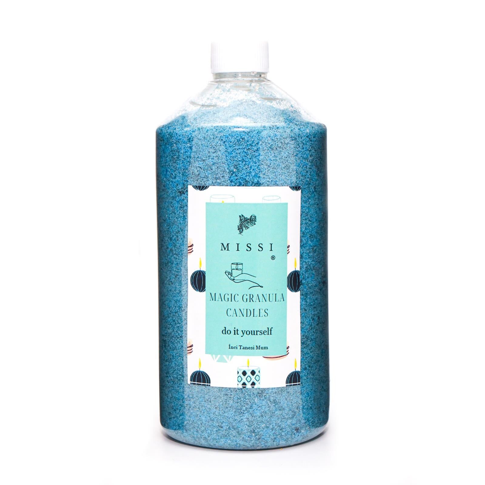 Yaratıcı İnci Tozu Aqua Mediterian Kokulu Mavi Renk Mum (30 adet fitil ile birlikte)-400 gr