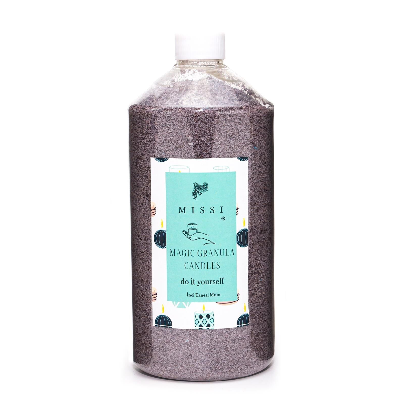 Yaratıcı İnci Tozu Dark Wood Kokulu Gri Renk Mum (30 adet fitil ile birlikte)-400 gr