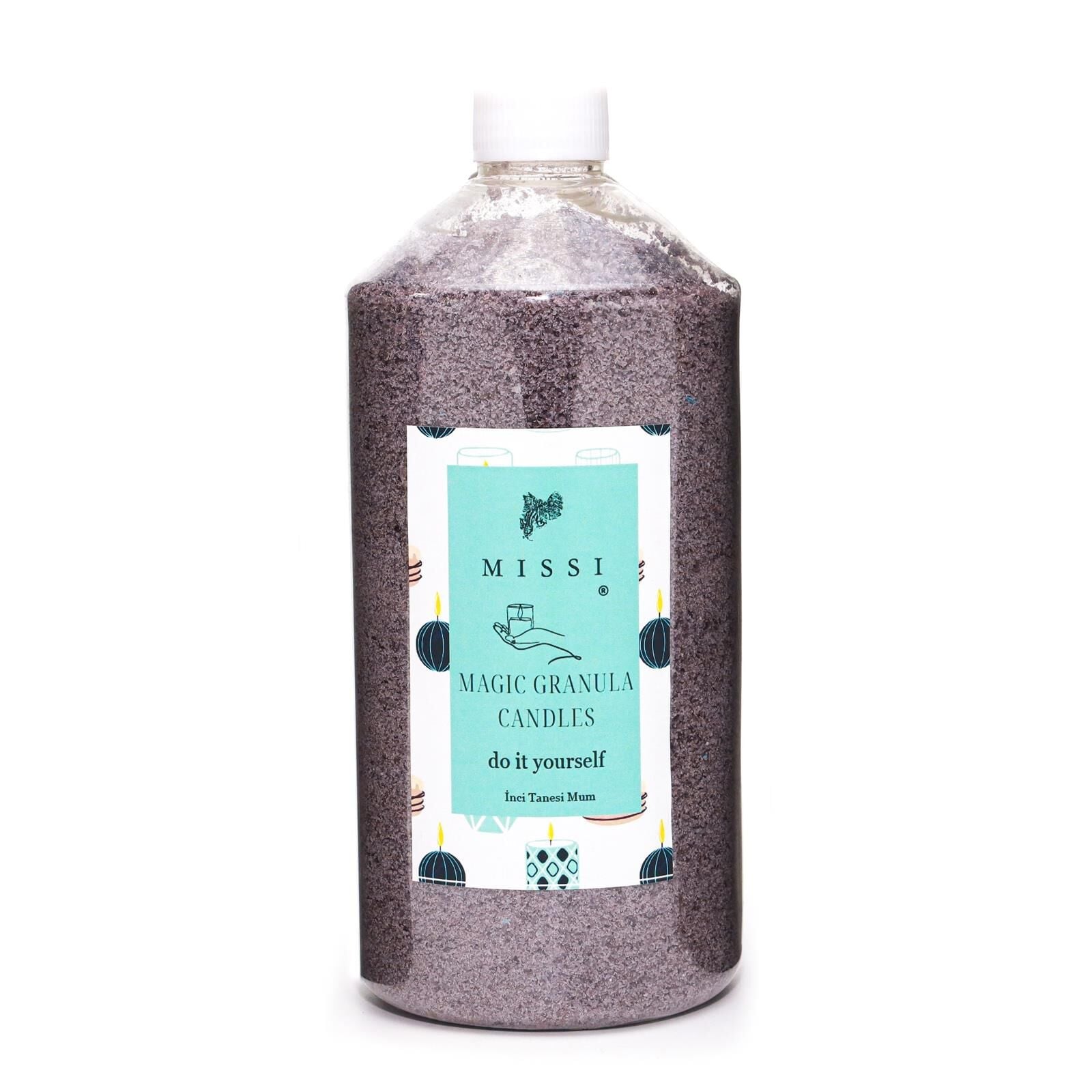 Yaratıcı İnci Tozu Dark Wood Kokulu Gri Renk Mum (30 adet fitil ile birlikte)-400 gr