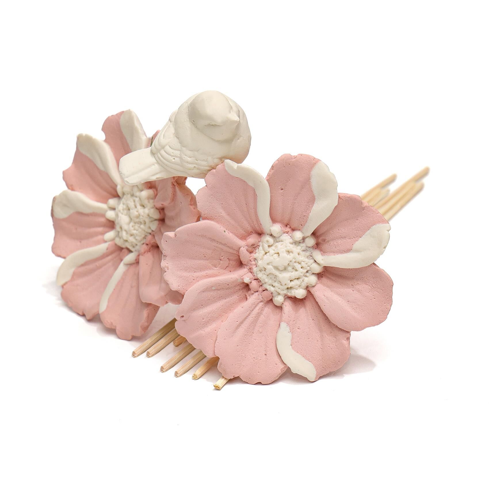 Bloom & Breeze Serisi- Pembe Seramik Taşlı Doğal Bambu Kamış Seti