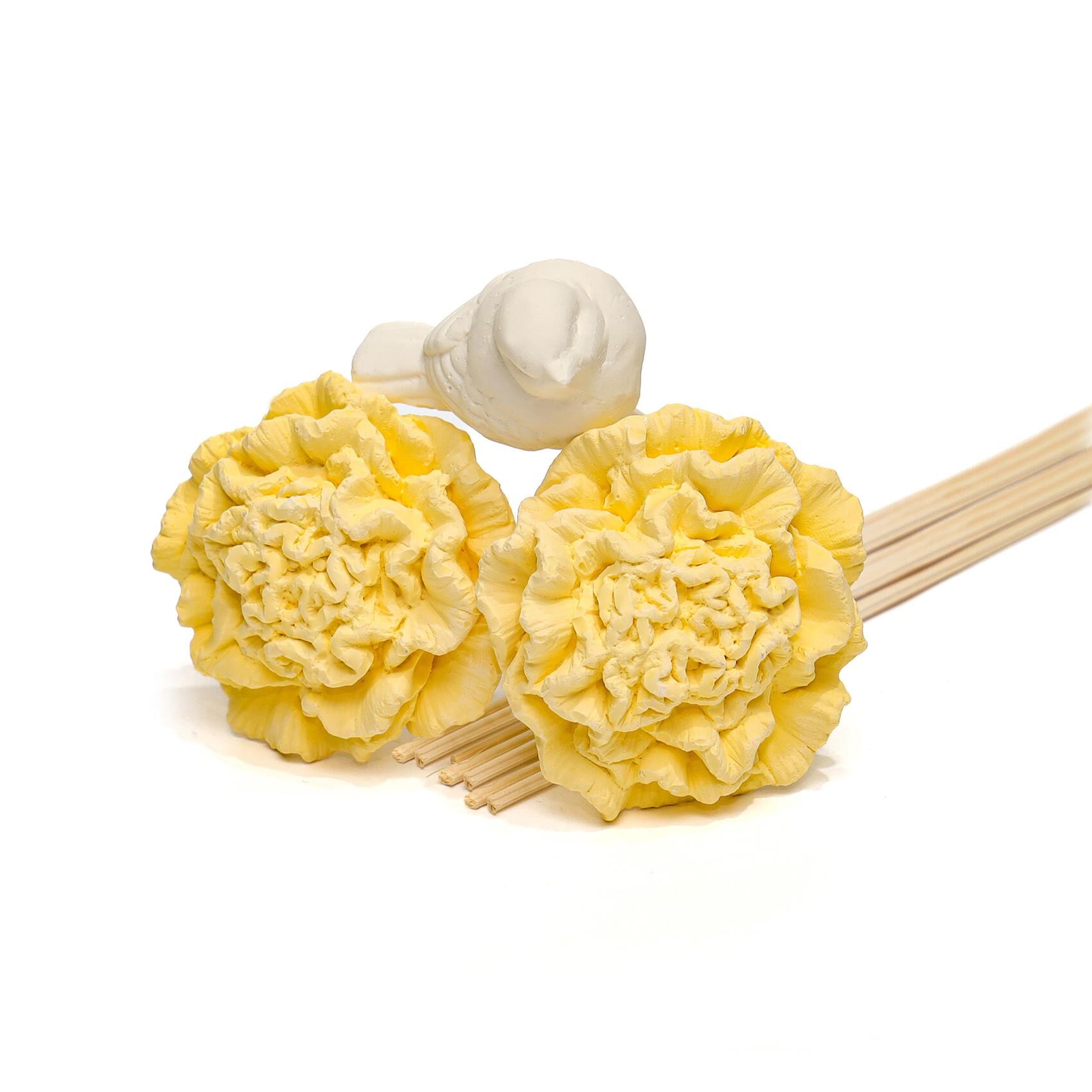 Bloom & Breeze Serisi- Sarı Seramik Taşlı Doğal Bambu Kamış Seti