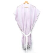 Beyaz Kuşaklı Açık Pembe Pamuk Peştemal Kimono