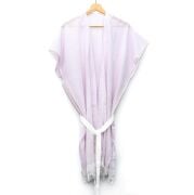 Beyaz Kuşaklı Açık Pembe Pamuk Peştemal Kimono