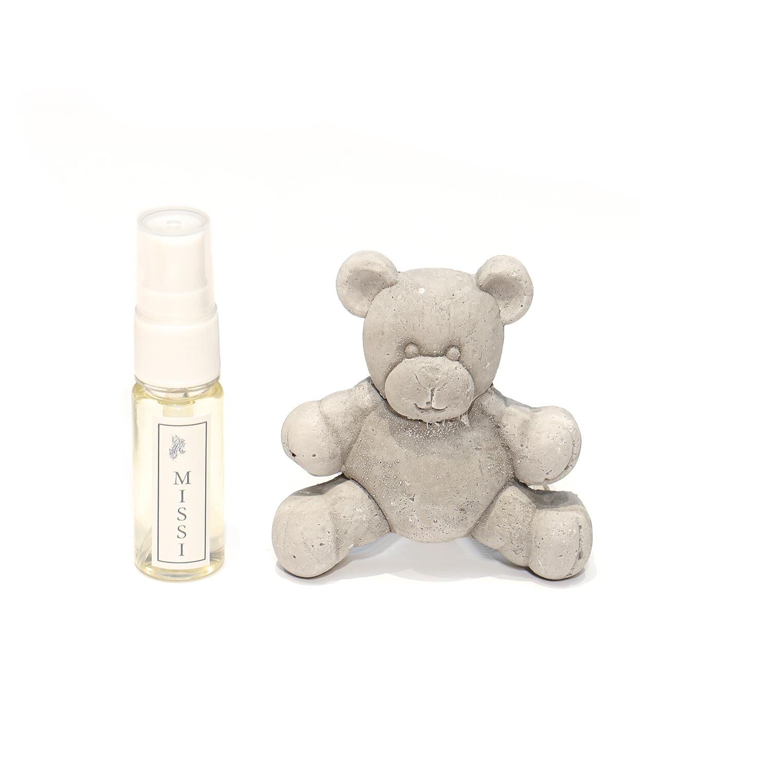 Gri Ayıcık Taşlı Black Vanilya Araba/Araç Kokusu (20 ml esans ile birlikte)