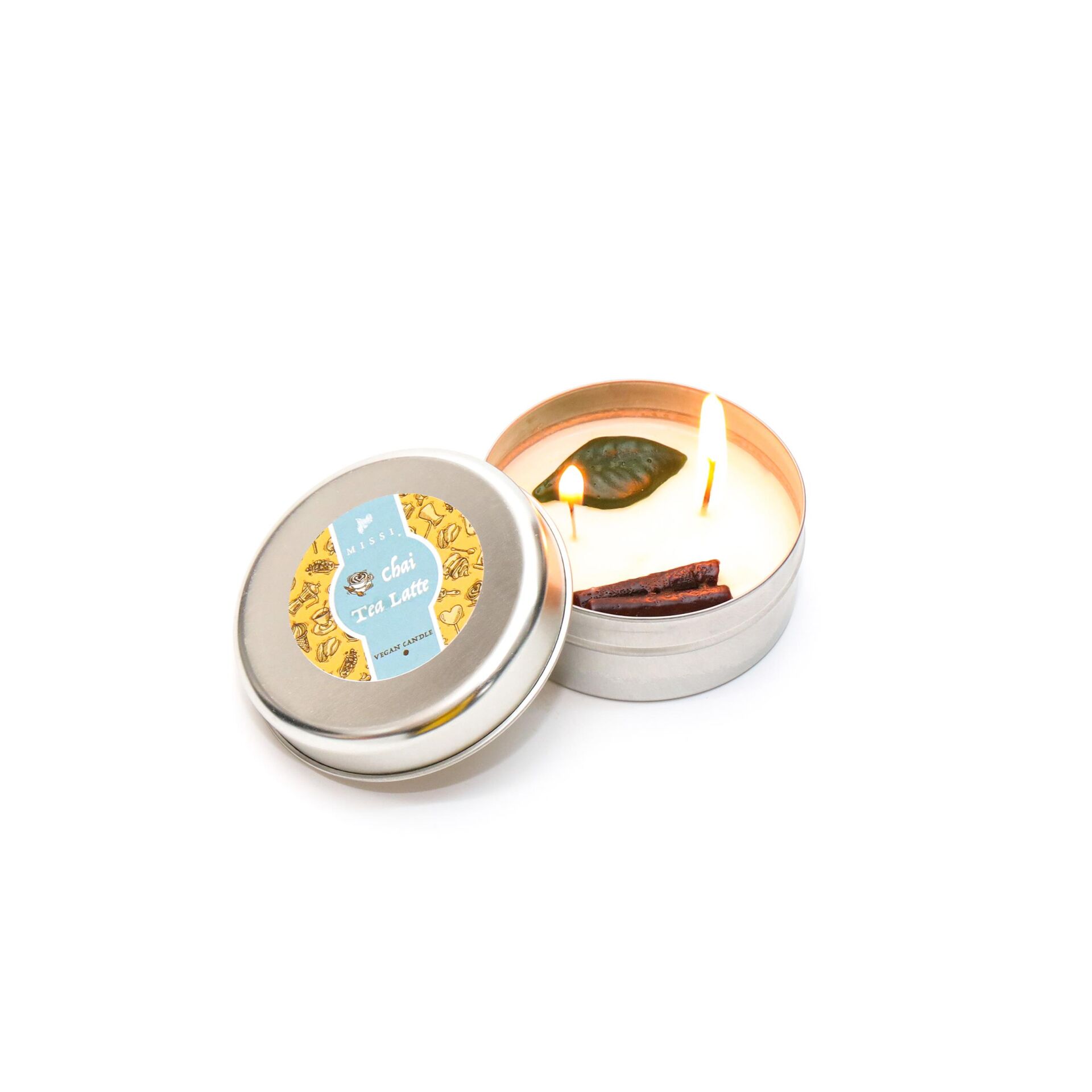 Chai Tea Latte Kokulu Sılver Teneke Vegan Mum/Seyahat Mumu