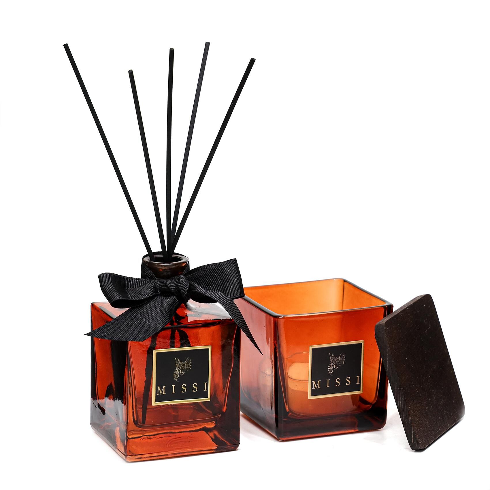 Simple Luxe Collection-Dark Amber Oda Kokusu ve Mumluk Seti