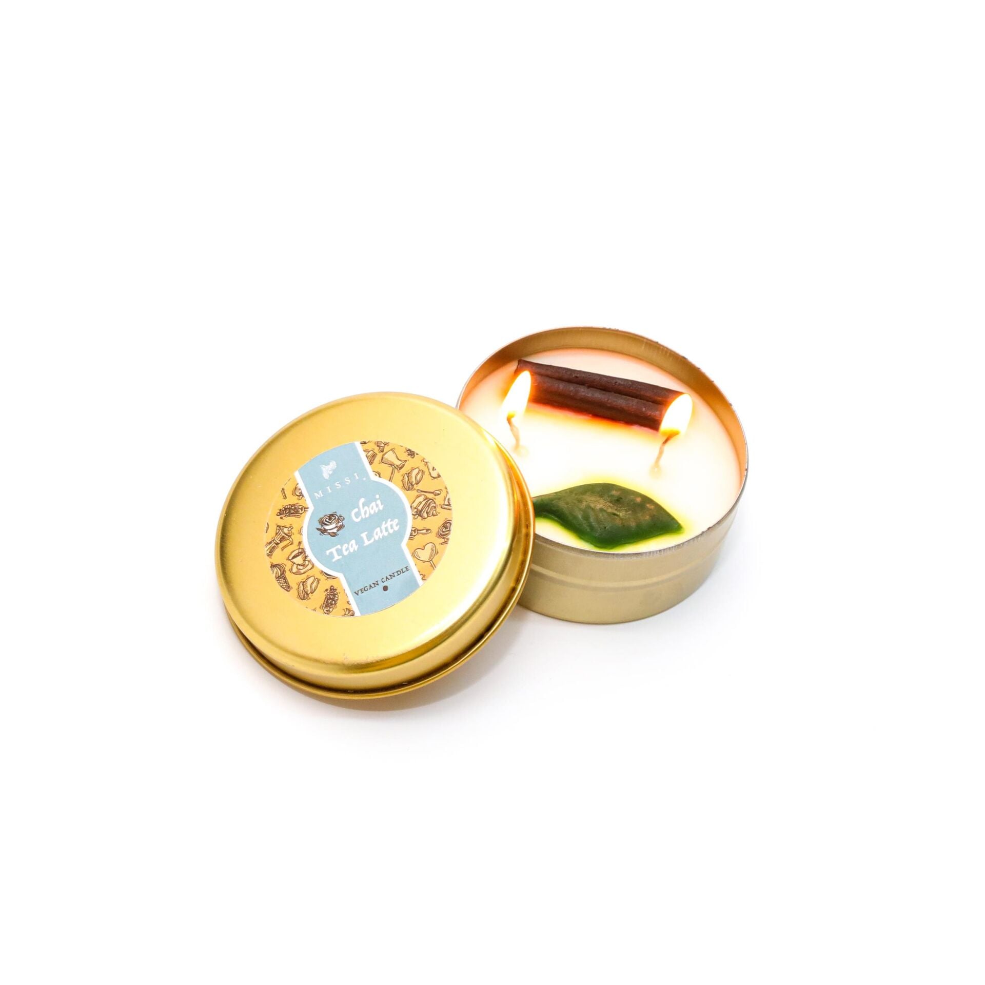 Chai Tea Latte Kokulu Gold Teneke Vegan Mum/Seyahat Mumu