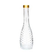 Gold Boyunlu Şeffaf Kabartmalı Ince Cam Vazo (26 CM)