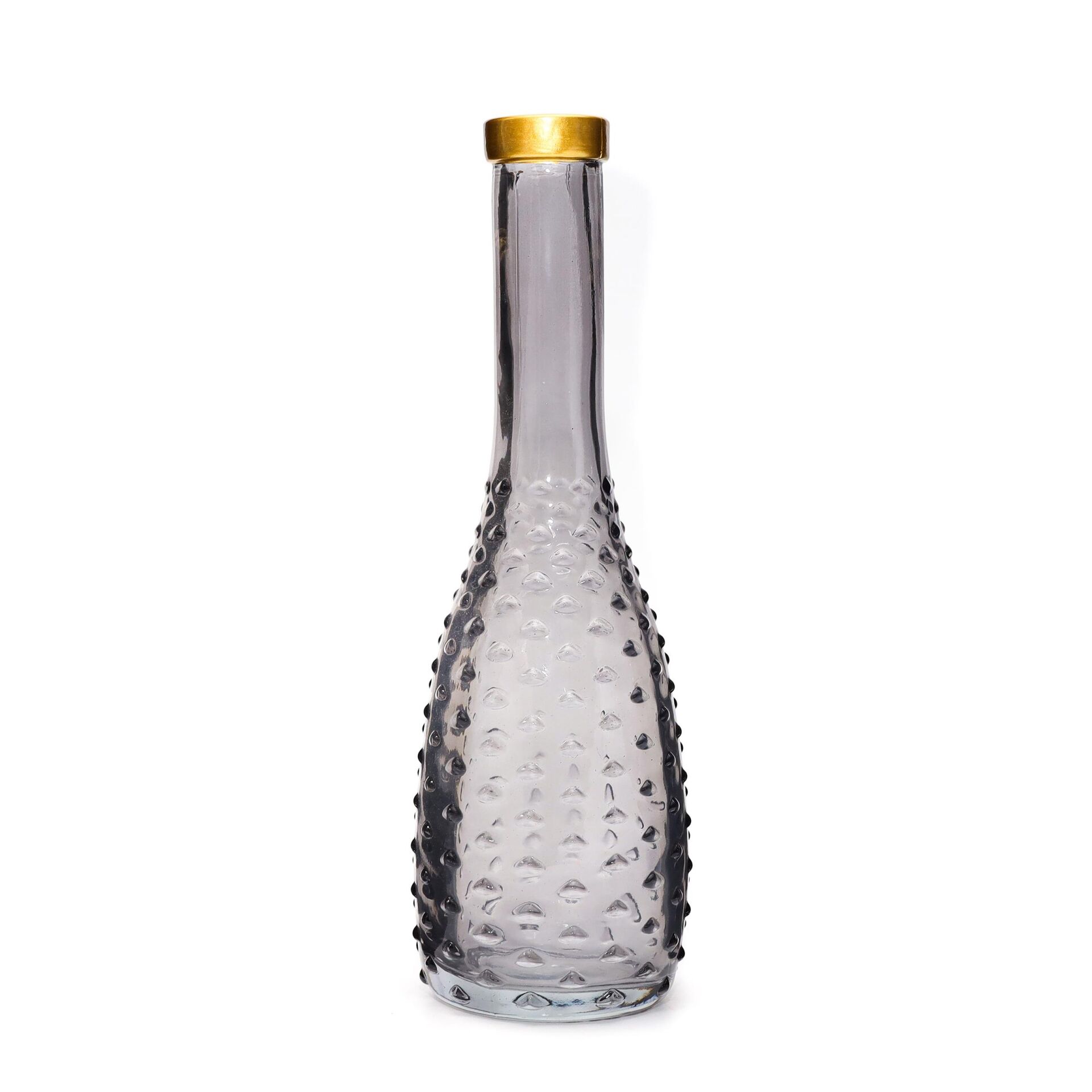 Gold Boyunlu Siyah Kabartmalı Ince Cam Vazo (26 CM)