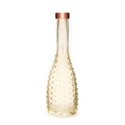 Bakır Boyunlu Amber Kabartmalı Ince Cam Vazo (26 CM)