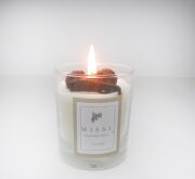 MİSSİ CAM BARDAK İÇİ PAÇULİ KOKULU KOZALAK DEKORLU VEGAN MUM