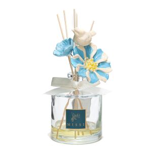 Crystal Bloom Collection Azure-Parlak Sırlı Seramik Çiçekli Oda Kokusu-Vanilya Sandal