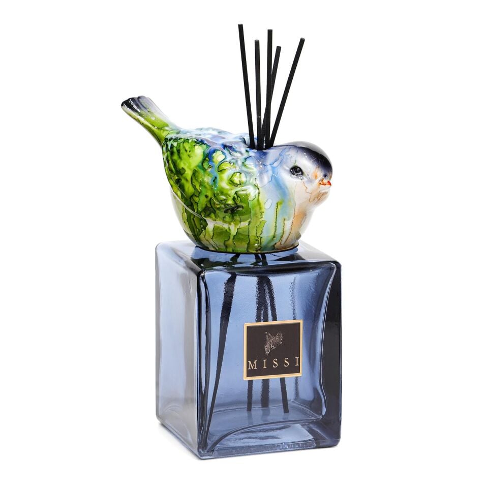 Kendi Kokunu Seç-Bird Collection Mavi Kare Cam Çubuklu Difüzör (Esanssız)