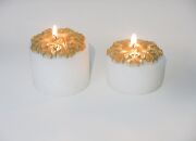 Gold Rustik Kabartmalı 2li Mum Seti