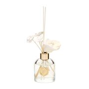 130 ml Elips Cam Şişe Seramik Çiçek Taşlı Bambu Çubuklu Oud Vanilya Oda Kokusu