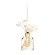 130 ml Elips Cam Şişe Seramik Çiçek Taşlı Bambu Çubuklu Oud Vanilya Oda Kokusu