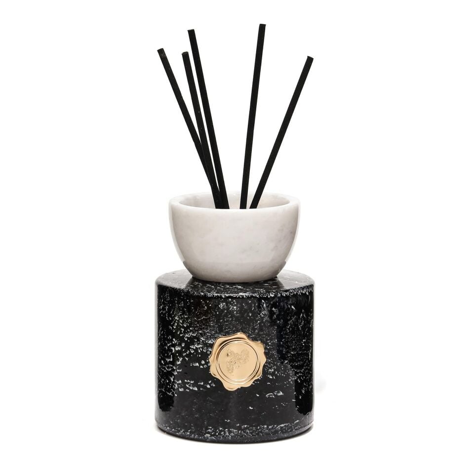 Marble Bloom Serisi- Beyaz Mermer Aksesuarlı Black Orchid Oda Kokusu