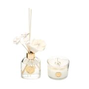 130 ml Oud Vanilya Oda Kokusu ve Çiçek Dekorlu Kokulu Vegan Mum Seti