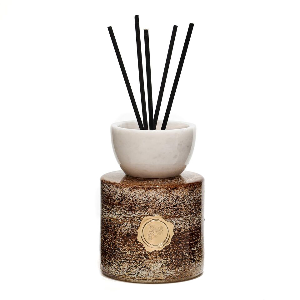 Marble Bloom Serisi- Beyaz Mermer Aksesuarlı Dark Wood Oda Kokusu
