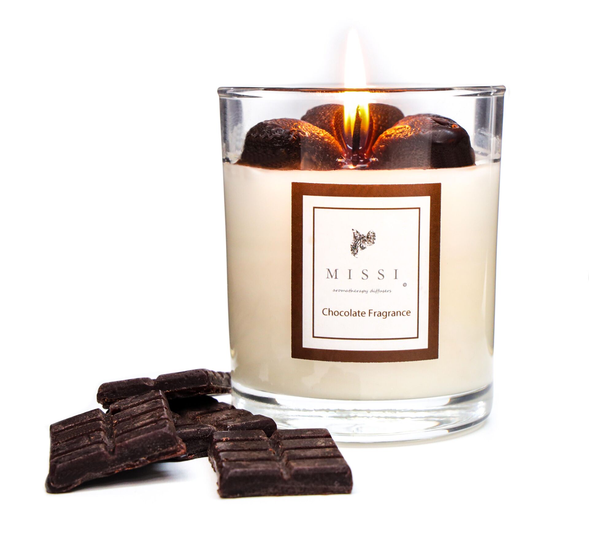 Kalp Kabartmalı Çiklolata Kokulu Vegan Mum (140 gr)