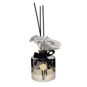 200 ml Siyah Kristal Kesme Cam Şişe Seramik Çiçek Taş Bambu Çubuklu Black Orchid Oda Kokusu