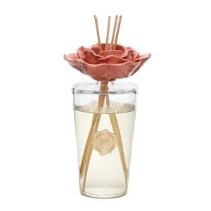 Parlak Sırlı Pembe Seramik Gül Detaylı Çubuklu Oda Kokusu 400 ml-Garden Rose&Pudra