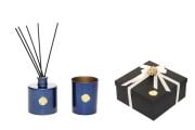 Mavi Golden Glow 200 ml Vanilya Sandal Oda Kokusu ve Mumluk Hediye Seti ( Dekoratif Sıvama Kutulu)