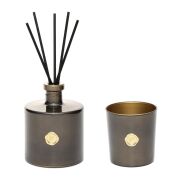 Siyah Golden Glow 500 ml Black Vanilya Oda Kokusu ve Mumluk Hediye Seti (Dekoratif Sıvama Kutulu)