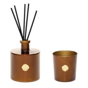 Kahverengi Golden Glow 500 ml Dark Amber Oda Kokusu ve Mumluk Hediye Seti (Dekoratif Sıvama Kutulu)
