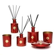 Kırmızı Golden Glow Cam Mumluk ve Tealight Seti (Dekoratif Sıvama Kutulu)