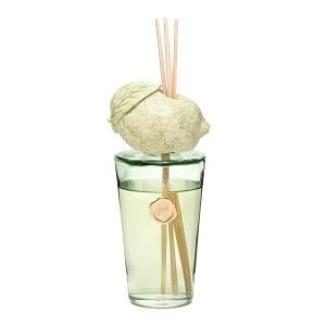 Parlak Sırlı Yeşil Seramik Limon Detaylı Çubuklu Oda Kokusu 400 ml-Limon Çiçeği