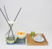 MİSSİ MASİF AHŞAP ÇERÇEVELİ DEKORATİF GRİ DOĞAL MERMER TAŞ