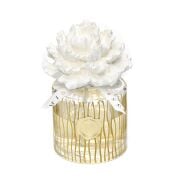 500 ml Özel El Kesimi Gold Çizgili Cam Seramik Çiçek Taşlı Oud Vanilya Oda Kokusu (Dekoratif Sıvama Kutulu)