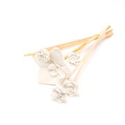 Beyaz Karışık Çiçek Taşlı 10'lu Doğal Bambu Kamış Seti