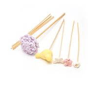 Lila Karışık Çiçek ve Kuş Taşlı 10'lu Doğal Bambu Kamış Seti