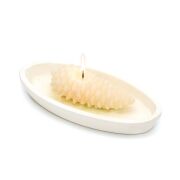 Yılbaşı Dekoratif Ekru Seramik Çanak Içi Spice Orange Kokulu Kozalak Vegan Mum