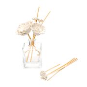 Beyaz Büyük Karışık Çiçek Taşlı 10'lu Doğal Bambu Kamış Seti